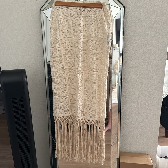 ASOS DESIGN Crochet Lace Maxi Beach Skirt with Fringe - Picture 6 of 10